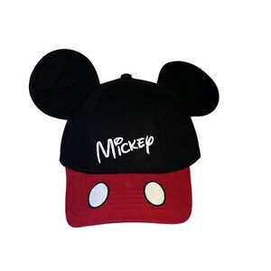 Disney Parks Mickey Mouse Ball Cap Mickey Ears Hat Snapback Black Youth VGC